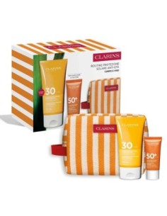 CLARINS SUN KIT CREMA SOLARE CORPO SPF30 150ML+CREMA SOLARE VISO SPF50 30ML+TROUSSE