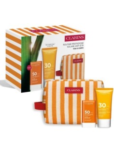 CLARINS SUN KIT STICK VISO SPF50 17G+CREMA SOLARE CORPO SPF30 75ML+TROUSSE